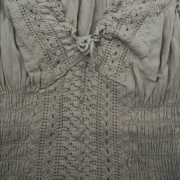 Beige Cotton & Crochet Top - Picture 4 of 7